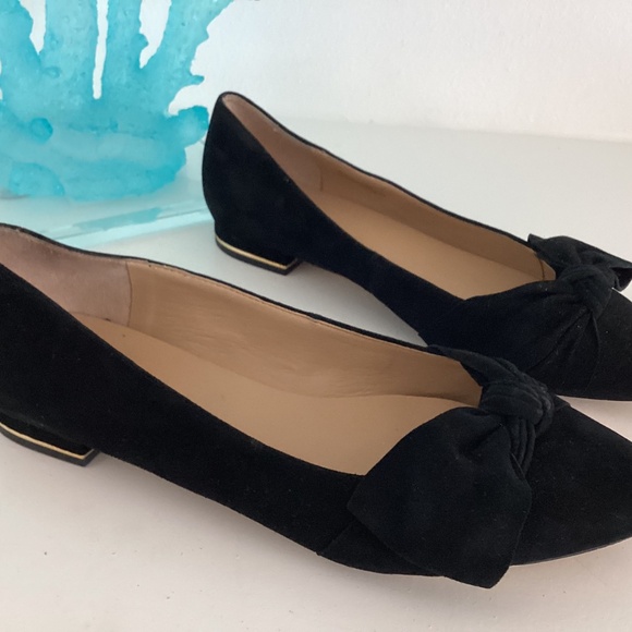 Talbots women’s black suede bow embellishments flats shoes 8.5 M - Picture 2 of 9